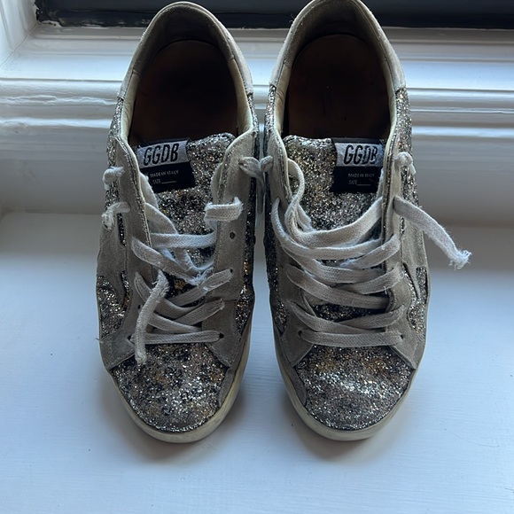 Golden Goose Animal Print Silver Gold Glitter Superstar Sneakers Sz. 38/8 - Picture 8 of 10